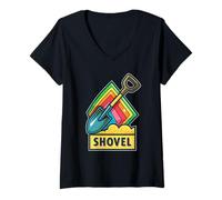 Mujer Colorido arte gráfico de pala en moda Camiseta Cuello V