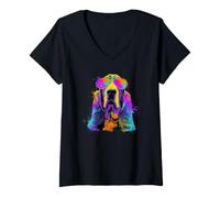 Mujer Colorido Basset Hound Dad Funny Dog Lover Día del Padre Hombres Camiseta Cuello V