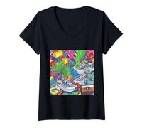 Mujer Colorido Kidcore 90s Nostalgia Meme Zapatillas Robot Juguete Slime Camiseta Cuello V
