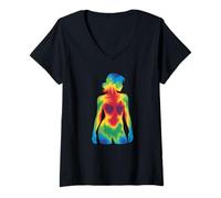 Mujer Colorido Mujer Imagen Térmica Mujer Arte Streetwear Fiesta Camiseta Cuello V