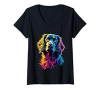Mujer Colorido Pop Art Boykin Spaniel Dog Camiseta Cuello V