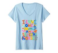 Mujer Colorido Quirky I Love One Man and Varios Caballos Lindo Camiseta Cuello V