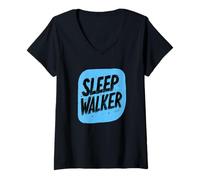 Mujer Colorido Sleep Walker Busca Amantes del sueño Camiseta Cuello V
