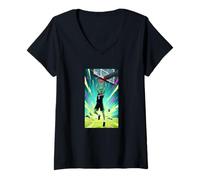 Mujer Colorido Victor Alien Baloncesto Slam Dunk Camiseta Cuello V