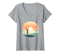 Mujer Columpios Sunshine & Serenity - Estilo de Vida de Golf para Mujer Camiseta Cuello V