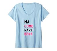 Mujer Come Bene Frase Positiva Motivacional Camiseta Cuello V