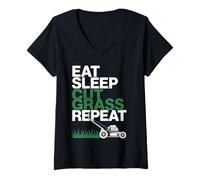 Mujer Come, Duerme, Corta el césped, Repite el Corte del césped, Dice papá, Mujeres y Hombres Camiseta Cuello V