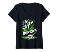 Mujer Come, Duerme, Corta el césped, Repite el Corte del césped, Dice papá, Mujeres y Hombres Camiseta Cuello V