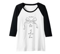 Mujer Come Let Us Adore Him Christian Bow Minimalista Navidad Camiseta Manga Raglan