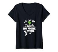 Mujer Come más Las Plantas Hacen más Yoga Camiseta Cuello V