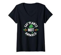 Mujer Come Plantas, no Animales repollo Camiseta Cuello V