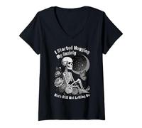 Mujer Comencé a abrazar mi ansiedad - Cita Divertida de Salud Mental Camiseta Cuello V