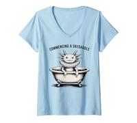 Mujer Comenzando Un Skedaddle Vintage Axolotl Bañera Camiseta Cuello V