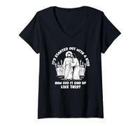 Mujer Comenzó con un Beso Cómo terminó como Este Jesús Camiseta Cuello V