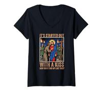 Mujer Comenzó con un Beso Judas Traición a Jesús Christian Camiseta Cuello V