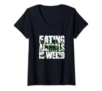 Mujer Comer Animales Veganos a Base de Plantas es un Humor extraño Camiseta Cuello V