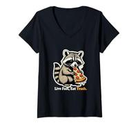 Mujer Comer Basura Mapache Broma Humor Camiseta Cuello V