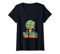 Mujer Comer Bien Estar Bien Salud Nutrición Camiseta Cuello V