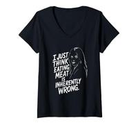 Mujer Comer Carne está Mal. Camiseta Cuello V