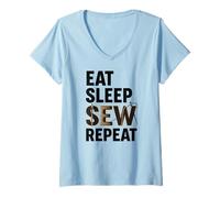 Mujer Comer Dormir Coser Repetir Camiseta Cuello V
