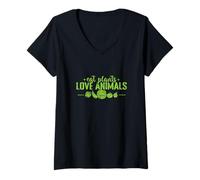 Mujer Comer Plantas Amar Animales Orgullo Camiseta Cuello V
