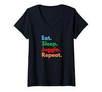 Mujer Comer sueño Malabares Repetir - Malabaristas y Artistas de Malabares Camiseta Cuello V