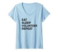 Mujer Comer sueño Voluntario Repetir Camiseta Cuello V