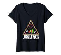 Mujer Comercio con criptomonedas - Mi cardiólogo me odia - Gráfico del latido del corazón Camiseta Cuello V