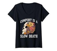 Mujer Comfort Is A Slow Death Motivation Discipline Growth - Camiseta Cuello V