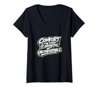Mujer Comfort Is The Enemy of Growth - Get Uncomfortable Camiseta Cuello V