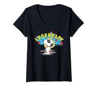 Mujer Cómic con Capa de superhéroes legendarios de Marvel Enmascarado de Peanuts Snoopy Camiseta Cuello V