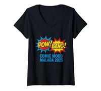 Mujer Comic Energy Pop Art Málaga 2025 Camiseta Cuello V