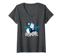 Mujer Cómic Retro de Popeye The Sailor Man, Estrella del Arte Pop Camiseta Cuello V