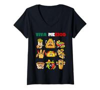 Mujer Comida Mexicana Taco Burrito Guacamole Cinco de Mayo Camiseta Cuello V