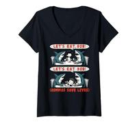Mujer Commas Salvar Vidas Gracioso Inglés Gramática Profesor Vamos A Comer Bob Camiseta Cuello V