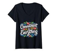 Mujer Commitment Is Everything Motivación Leal Dedicación - Camiseta Cuello V