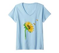 Mujer Common Sunflower Inspirational Motivation Bee Camiseta Cuello V