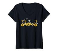 Mujer Common Sunflower Inspirational Motivation Bee Positive Camiseta Cuello V