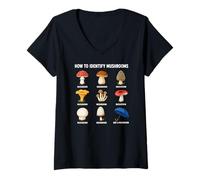Mujer Cómo Identificar Hongos Gráfico Divertido De Búsqueda De Camiseta Cuello V