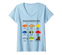 Mujer Cómo identificar Peces Pescado Divertido Identificación Pescador Camiseta Cuello V