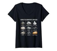Mujer Cómo identificar Rocas Geología Amante Mineral Hunting Science Camiseta Cuello V