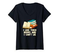 Mujer como los Libros Gruesos no Puede mentir la Felicidad Leyendo en Positivo Camiseta Cuello V