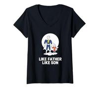 Mujer como Padre como Hijo Orgulloso papá Entusiasta de la crianza Camiseta Cuello V