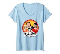 Mujer Compañía de Tres compañeros de Cuarto cómic ilustración Retro Camiseta Cuello V