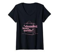 Mujer Comprar es mi Ejercicio Cardiovascular, Cita gráfica de Carrie Bradshaw (PAPL3775) Camiseta Cuello V