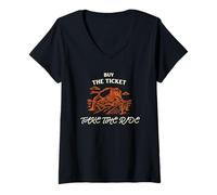 Mujer Compre el boleto, Tome el Paseo: Embárquese en Aventuras Camiseta Cuello V