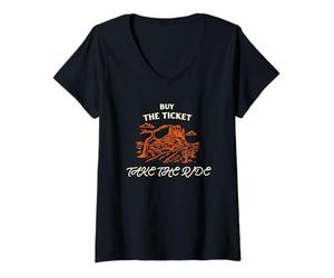 Mujer Compre el boleto, Tome el Paseo: Embárquese en Aventuras Camiseta Cuello V
