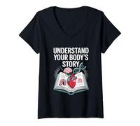 Mujer Comprenda la historia de su cuerpo Internista de medicina interna Camiseta Cuello V