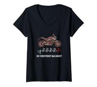 Mujer Comprenderás la línea EKG para Motocicletas Deportivas con Marchas. Camiseta Cuello V
