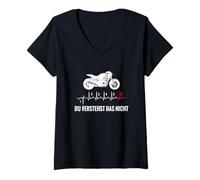 Mujer Comprenderás la Silueta de Moto con Marchas EKG. Camiseta Cuello V